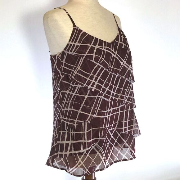 Brown NY & Co Sheer Layered Tank Top Small - Picture 2 of 6